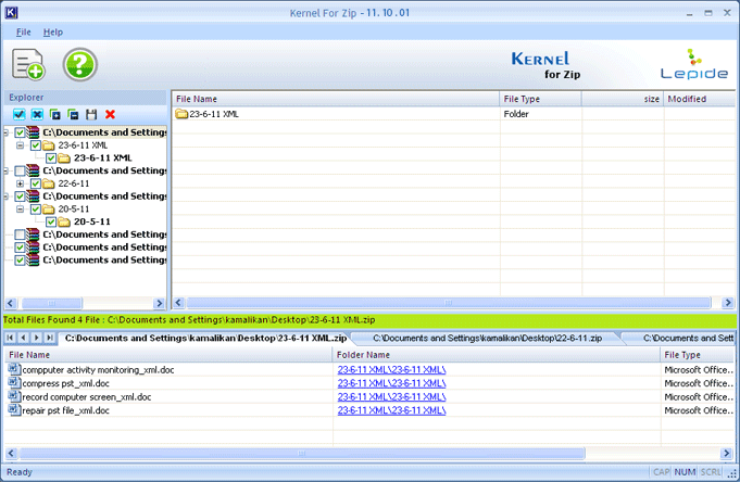 ZIP File Recovery Software Screenshot